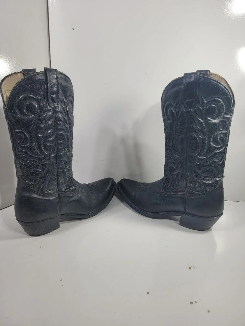 Laredo Mens Black Leather Cowboy Boots Mismatched Size Left 8.5 D / Right 8 D